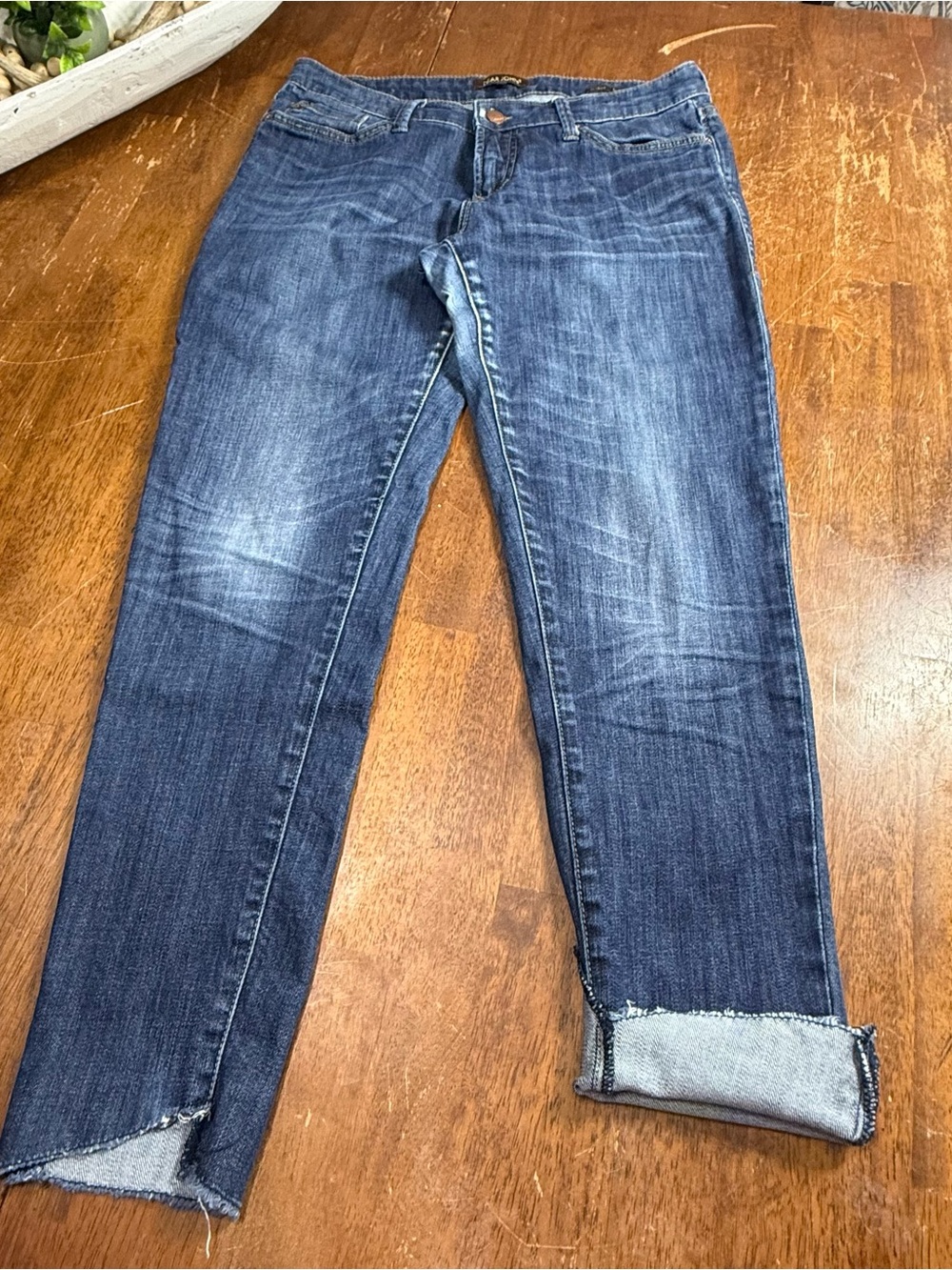 Dear John Joyrich Comfort Skinny Jeans Womenโs 28 Dark Wash Raw Step Hem